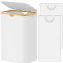 SpaceAid Double Laundry Hamper 2 Section with Lid and Removable Laundry Bags, 160L Clothes Basket with Bamboo Handles, Large Collapsible Hamper for Bedroom, Bathroom, Dorm, Laundry Room - White