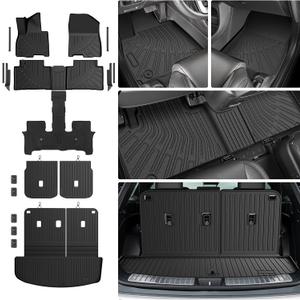Palisade Floor Mats - Car Mats for 2026 Hyundai Palisade Hybrid 7 Seats(Not for Gas), All Weather Full Set Floor Mats Cargo Liner with Backrest Mat and Door Sill Guards for Palisade Accessories