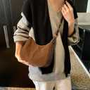 Suede Bags for Women Trendy Suede Purses Hobo Half Moon Crossbody Bag