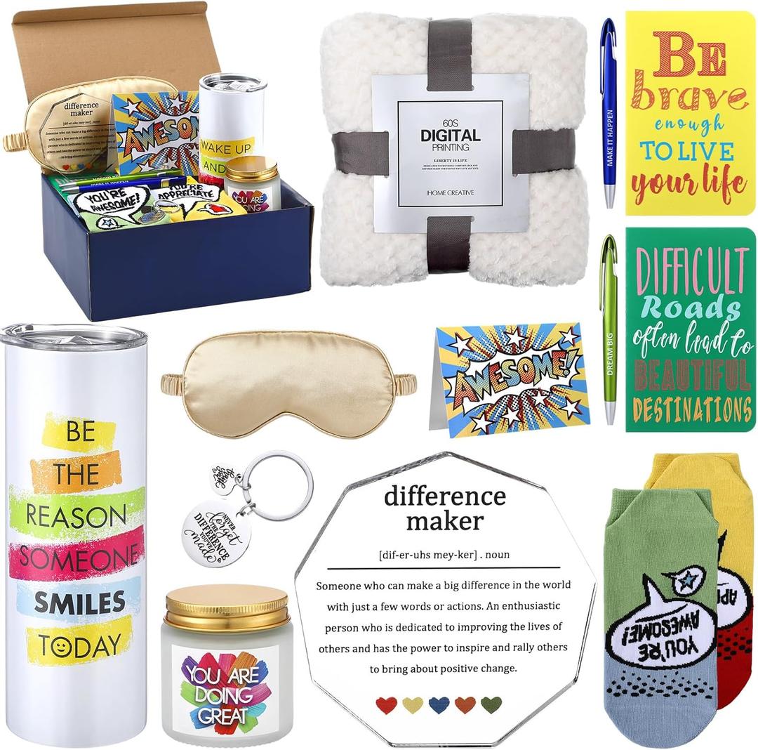 Singhoow 13 Pcs Christmas Thank You Gift Box for Women Teacher Appreciation Week Employee Appreciation Gift Basket Pens Cards Bath Salt Ball Mug for Xmas Coworkers Teacher Nurse Mom Staff Volunteer