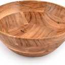 Samhita Acacia Wood Fruit Bowl for Fruits or Salads,Serving Dish Looks Absolute Beautiful With Your Kitchen (10" x 10" X 4")