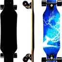 Mini Cruiser Longboard, 31 Inch Small Size Wide Wheel Skateboard, Beginner Stable & Easy-to-Control Skateboard, Suitable for Park & Street Riding, Unique Flame Pattern