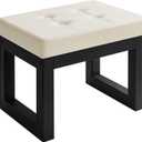 IBUYKE 16 Inch Small Foot Stool Ottoman, Rectangle PU Faux Leather Foot Rest with Padded Seat and Metal Legs, Modern Ottoman Foot Rest for Living Room Bedroom Entryway Couch,White WBD026W