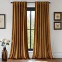 EMEMA Golden Brown Velvet Curtains 84 Inch Length 2 Panels Set Room Darkening Luxury Back Tab and Rod Pocket Thermal Insulated Drapes Window Curtains for Bedroom Living Room W40 x L84