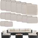 Outdoor Cushion Covers Replacement 14 Pcs Patio Cushion Covers fit for 7Pieces 6-Seater Wicker Rattan Sectional Couch Sofa Outdoor Cushion Slipcovers Set Seat and Back Cover Only, Apricot