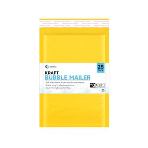 Kkbestpack Kraft Paper Bubble Mailers #0, 6x10 Inch Self-Seal Padded Mailing Envelopes, Usable Size 6x9, Pack of 25