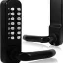 Souyou Mechanical Keyless Entry Door Lock with HandleStainless Steel Waterproof Keyless Gate Locks for Outdoor FenceMechanical Door Locks with Keypad (Black)