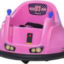 Flybar FunPark 6V Bumper Car for Toddlers, Electric Toddler Ride On Toys for Kids, Baby, Ages 1.5-4 Years, LED Lights, 360 Degree Spin, Supports up to 66 pounds (No Remote), Large, 6v Pink/Purple