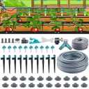 Drip Irrigation Kit, Garden Watering System with Quick Connectors,97FT Automatic Irrigation System with 12mm 6mm Irrigation Tubing Hose, Misting Watering System for Outdoor Plants