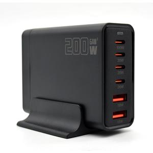Brigid's Flame 6-Port Charging Station - 200W High-Power Charger with 4 USB-C + 2 USB Ports, Fast Charging Hub, USB-C PD Fast Charging Desktop Charger, Compatible with Mobile Phones