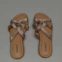 Luoika Women's Wide Width Flat Slides Sandals, Slip on Slide Sandal Casual Comfortable Summer Beach Shoes for Women. (7 X-Wide, Gold 902)