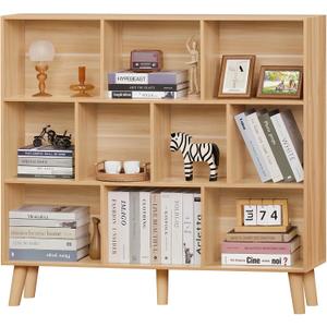 LEYAOYAO 10 Cube Bookshelf, Mid-Century Modern Book Shelf with Legs,Natural
3 Tier Bookcase, Rustic Wood Bookshelves Freestanding Large Storage Organizer, Open Shelves for Bedroom, Living Room, Office