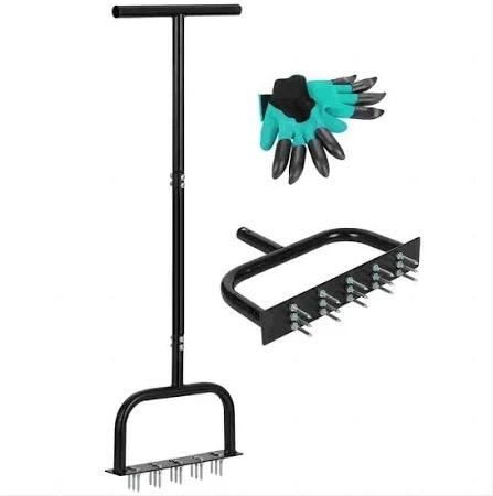 Lawn Aerator Tool - Manual Yard Plug Aerator with 15 Spikes, Gardening Tool for Lawn Care and Soil Aeration, Ideal for Lawns, Yards, and Gardens