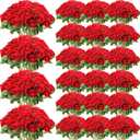 Riceshoot 500 Pcs Artificial Silk Roses Flowers with Long Stem Bridal Wedding Bouquet Realistic Floral Bulks for Garden Home Party Gifts Favor Decoration(Red)