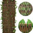 Expandable Faux Ivy Fence,Artificial Privacy Screen Decor for Outdoor Wall, Balcony and Patio, Single Sided Leaves (1,White Flower)