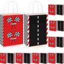 Gersoniel 16 Pcs Race Car Party Favor Bags Car Racing in Speed Birthday Party Supplies Goodie Gift Treat Bags with Handles for Checkered Flag Racing Track Race Theme Two Fast Birthday Baby Shower