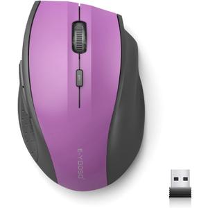 E-YOOSO Wireless Mouse for Laptop, Portable Optical Computer Mouse, 6 Buttons, Cordless 2.4GHz with USB Receiver, 5-Level 4800 DPI, 18 Months Battery Life, for PC, Chromebook, Windows, Mac(Purple)