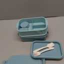 DaCool Lunch Box Adults Bento Box 74 OZ All-in-One Stackable Lunch Box Containers for Adult Large Bento Box with Fork Spoon Sauce Boxes, Leakproof Lunchbox for Work School Dining Out, Morandi-Green