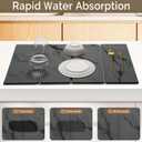 Large Stone Dish Drying Mat for Kitchen Counter, 2 PCS Quick Dry Stone Mats, Foldable Water Absorbing Diatomaceous Earth Drying Dishes Pad for Countertop Bottles Utensils Cup(Dark gray 24"x16"&8"x4")