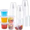 BYSNOW 360 Sets 5.5 oz Plastic Portion Cups with Lids, Small Clear Jello Shot Cup, Disposable Plastic Condiment Containers for Sauce, Salad Dressing, Snacks