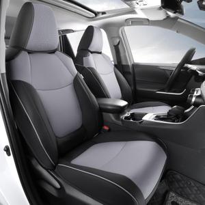AOOG Leather Car Seat Covers Fit RAV4, Waterproof Faux Leather Seat Covers Custom Fit for Toyota RAV4 2019 2021 2022 2023 LE,XLE,XLE Premium, Limited (Full Set, Black&Grey)