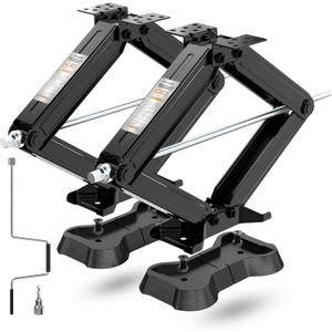 YOMILINK 7500lbs RV Scissor Jacks with Pads, Stabilizer Leveling Heavy Duty Jacks, 24" for Travel Trailer Camper, Set of 2