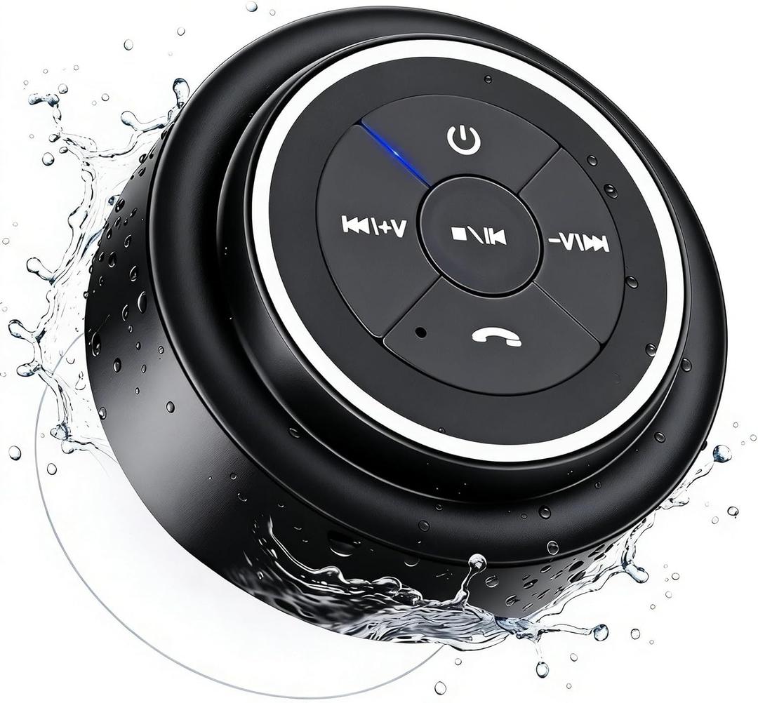 HAISSKY Bluetooth Shower Speakers, Portable Wireless Speaker with Suction Cup, IP67 Waterproof Speaker Pairs Easily to Phones, Tablets, Computer, Gift for Men & Women (Black)