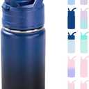 12oz Kids Water Bottle for School, Toddler Bottles with Straws, Stainless Steel Vacuum Insulated Water Bottle for Boys&Girls, Leak-Proof, BPA-Free, Blue Black