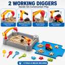 Excavator Sandbox with Lid, 2 Diggers, Dump Truck & Sand Toys, Sandbox without Umbrella