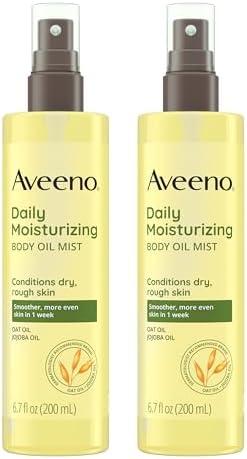 Aveeno Daily Moisturizing Body Oil Mist with Oat & Jojoba Oil for Dry Sensitive Skin, Nourishing Body Spray for Smoother Skin, Paraben-, Silicone- & Alcohol-Free, Twin Pack, 6.7 fl. oz, 2 Pack