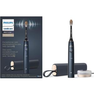 Philips Sonicare DiamondClean 9900 Prestige Electric Toothbrush - with SenseIQ Technology and Advanced AI App, 5 Brushing Modes, 3 Intensity Levels, Charging Travel Case, Midnight Blue, Model HX9990/ 12