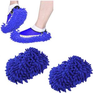 Home Mop Sweep Floor Cleaning Duster Cloth Housework Soft Slipper SY (4 Pair/Blue)