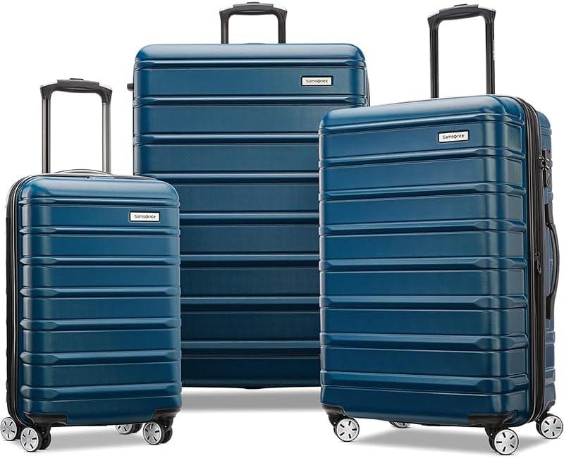 Samsonite Omni 2 Hardside 3 Piece Set - Includes Global Carry-On, Medium, & Large Checked Suitcases - 360 Dual Spinner Wheels - Integrated TSA Lock & Expansion - Lagoon Blue