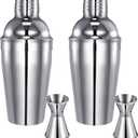 Umigy Cocktail Shaker Set Martini Shaker Bulk Stainless Steel Martini Mixer with Strainer and Double Measuring Jigger for Bar Party Home Use Bar(18 Oz/ 550 ml,2 Packs)