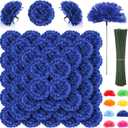 108pcs Carnation Head Flowers with Stem, Royal Blue Artificial Flowers Carnation Bulk - 3.5" Blue Silk Carnations Fake Flower for Bridal Wedding Bouquet Tables Centerpieces Grad Party Cemetary Decor