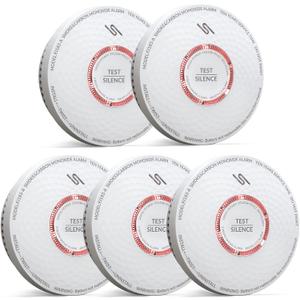 Jemay Smoke and Carbon Monoxide Detector, 10 Year Battery Operated Smoke Detector Carbon Monoxide Detector Combo, Dual Sensor Smoke CO Alarm with LED Indicator and Silence Function, AW183-A, 5 Packs