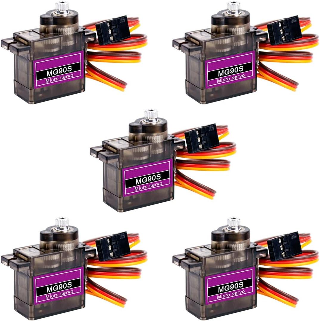 Hosyond 5 Pack MG90S Servo 9G Servo Metal Gear Micro Servo for Arduino Project RC Helicopter Planes Boat Robot Car