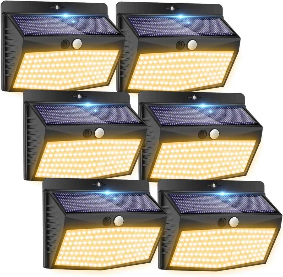 Peasur [138 LED/4 Packs] Solar Outdoor Motion Sensor Lights with 3 Lighting Modes Wireless Wall Waterproof Security Powered for Garden Fence Yard Deck Garage, Warm White