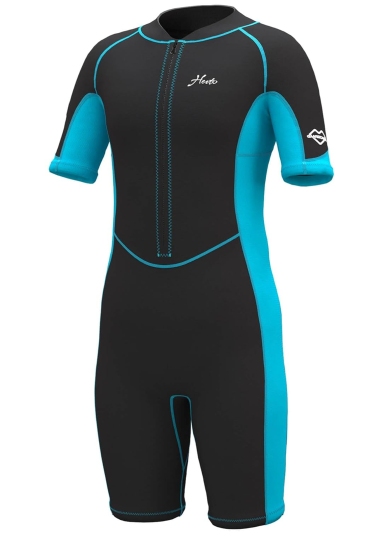 Hevto Kids Wetsuit Shorty for Boys Toddler Girls Youth 2mm Neoprene Thermal Wet Suit Front Zip for Swimming Snorkeling Surfing Diving 4