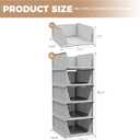 Pinkpum 5 Pack Folding Closet Organizers Storage Box, Stackable Plastic Drawer Basket for Clothing, Stackable Storage Bins Shelf Storage Container for Closet Wardrobe Bedroom Bathroom Office (Grey)