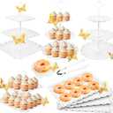 15 PCS Dessert Table Display Set White Cupcake Stand,3 Tiered Tray Stand Cup Cake Tower Holder, Cake Stand Serving Trays Dessert Display Stands for Tea Party Wedding Baby Shower-White