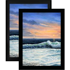 LUCKYLIFE 20x25 Picture Frame, Wall Hanging Poster Frames, Display Pictures 20 x 25 without Mat, Pack of 2, Black