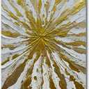 V-inspire Modern Abstract Wall Art, Gold and White Textured Acrylic Painting on Canvas, Hand-Painted, 24 x 36 Inches, Wooden Frame