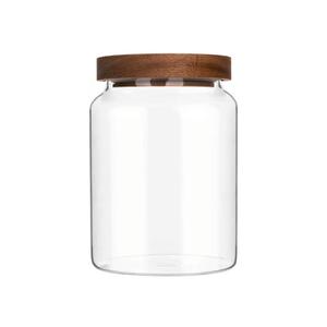 Custde Glass Jar with Lid, 28.7 FL oz Airtight Glass Storage Jar for Kitchen Counter, Pantry, Decorative Jar for Coffee, Sugar, Candy (Wooden 28.7 FL OZ)