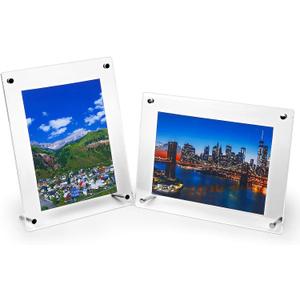 HESIN 2 Pack Acrylic Picture Frame 6" x9" Desktop Tabletop Photo Frame Wall Mounted Certificate Sign Holder Artwork Print Display Stand Fit Canvas size for A5,6" x8 or 6"x9" Frame Inside