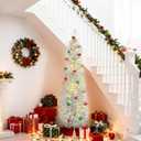 BrilliantJo Christmas Tree 5ft Artificial with Light and Balls Ornaments Hairy Pop Up Pencil Tinsel Collapsible Stand for Xmas Holiday Party Decorations, Home Office Display Decor, Silver