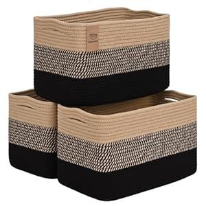 Degeyoyo Woven Storage Baskets, Baskets for Organizing, 3 Pack Woven Basket for Storage, Storage Baskets for Shelf, Towel, Toy, Book, Closet, Baby 15"×10"×9"