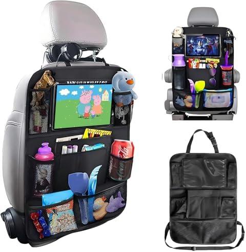 Universal Car Seat Back Organizer, Adjustable Hanging Storage Pockets with 10 Multi-Use Compartments, Backseat Car Organizer for Sedan, SUV, Minivan (Single Pack, Black)
