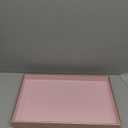 Spsyrine Pink Decorative Serving Tray with Handles, Elegant Plastic Coffee Table Tray for Ottoman, Living Room, Home Decor 15.6" X 10.2"