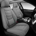 Car Seat Covers Full Set, Universal Automotive Front and Rear Seat Protector Fit for Cars 5 Seats, Waterproof Breathable Nappa Leather Seat Cushion for Most Vehicles SUV Pick-up Truck, Grey